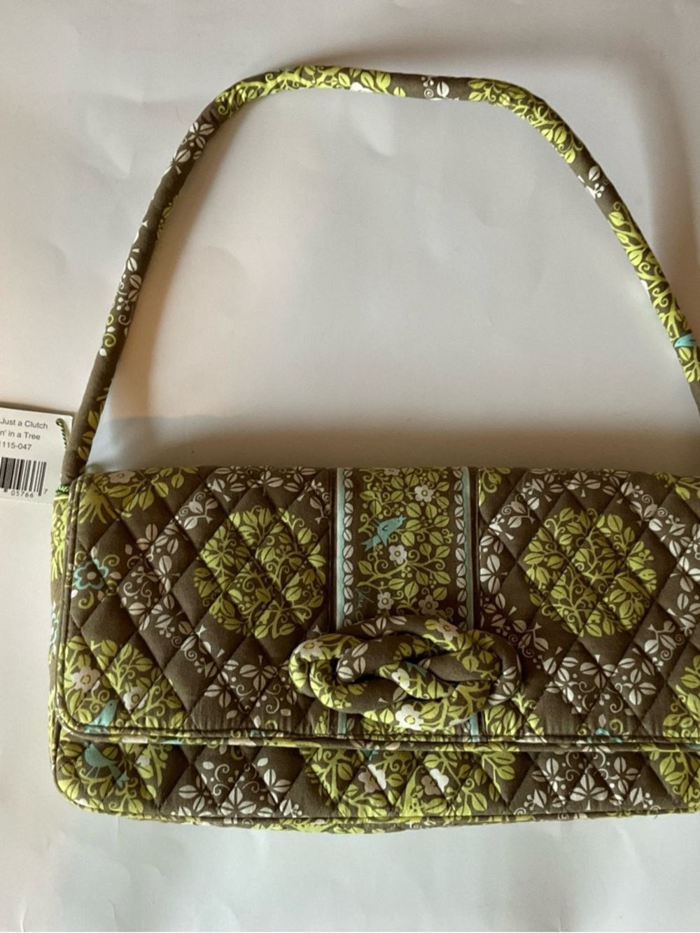 Vera Bradley Brown and Green Quilted Clutch Shoulder Bag